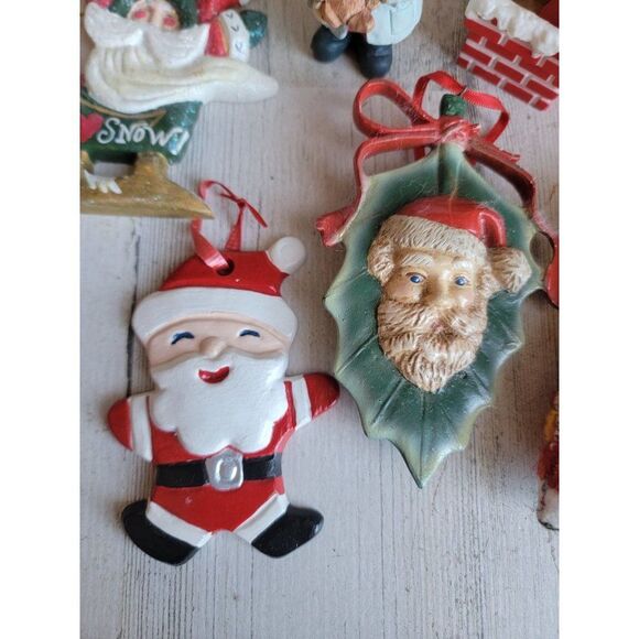 Santa Claus I heart snow mistletoe Mrs Claus teddy bear ornament Xmas set - Picture 3 of 9
